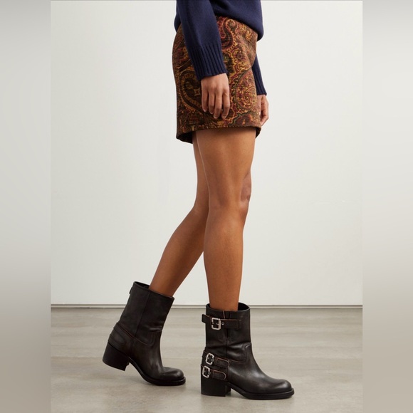 Chloe Shoes - Chloé Buckled Textured leather ankle boots New condition